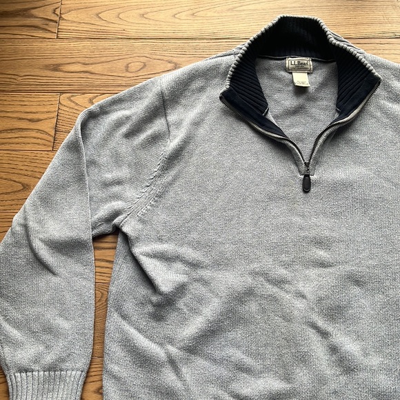 LL BEAN Men's Cotton Sweater, Quarter-Zip size XL - Picture 2 of 9